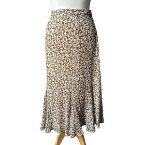 Alfred Dunner Patterned Cream and Brown Midi Skirt